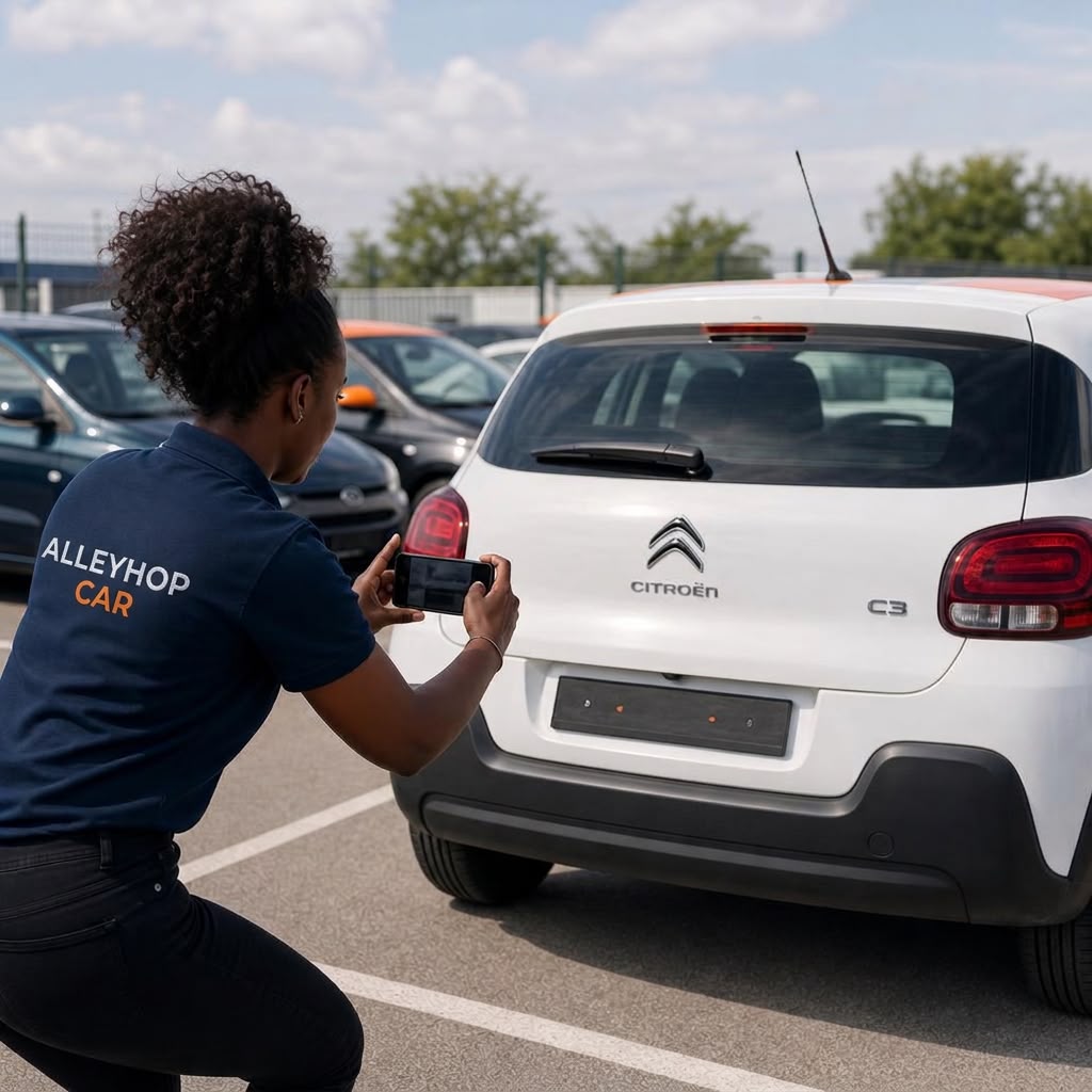 Convoyeuse Alley Hop Car réalisant l'état des lieux photo d'une Citroën C3